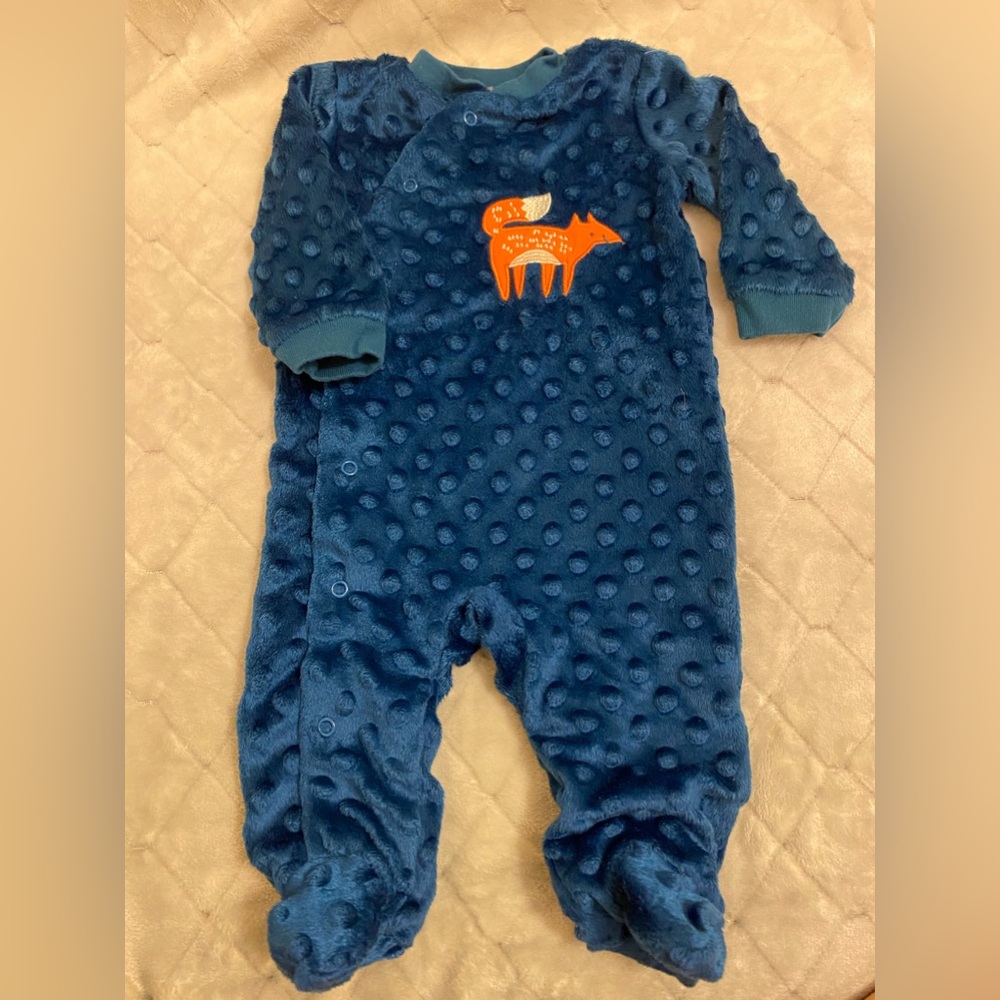 Blue button up onesie